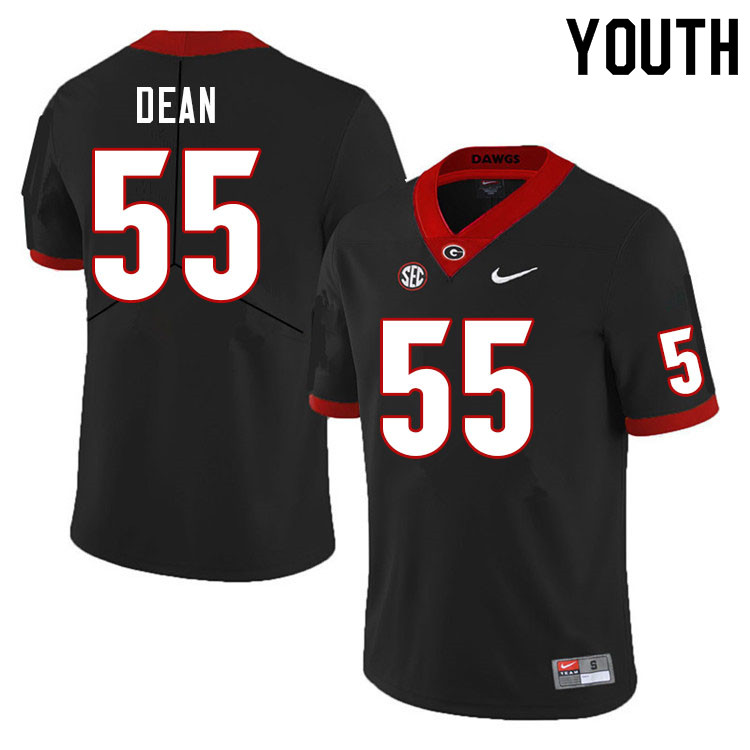 Georgia Bulldogs Youth Marlin Dean #55 Black Stitched College UGA Football Jersey 23NJ018LN